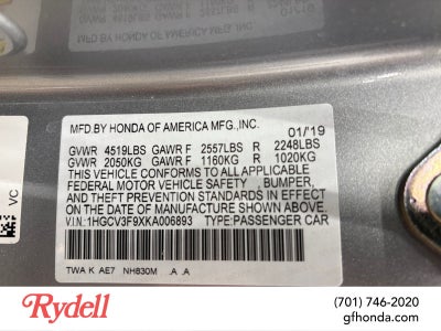 2019 Honda Accord Hybrid Touring