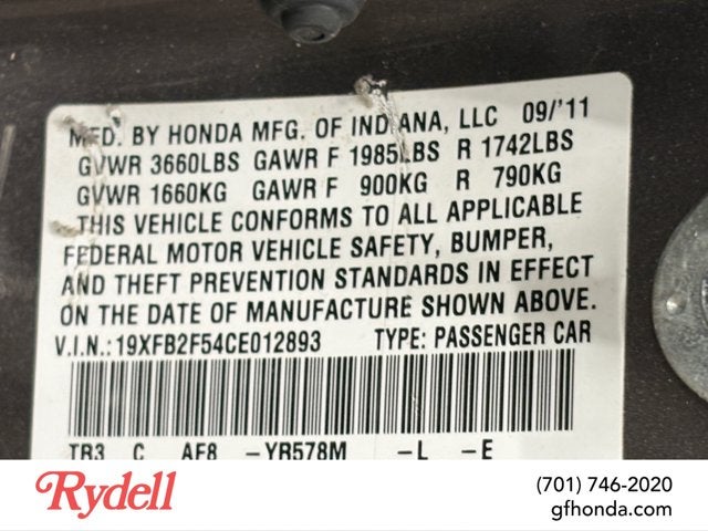 2012 Honda Civic Sdn LX